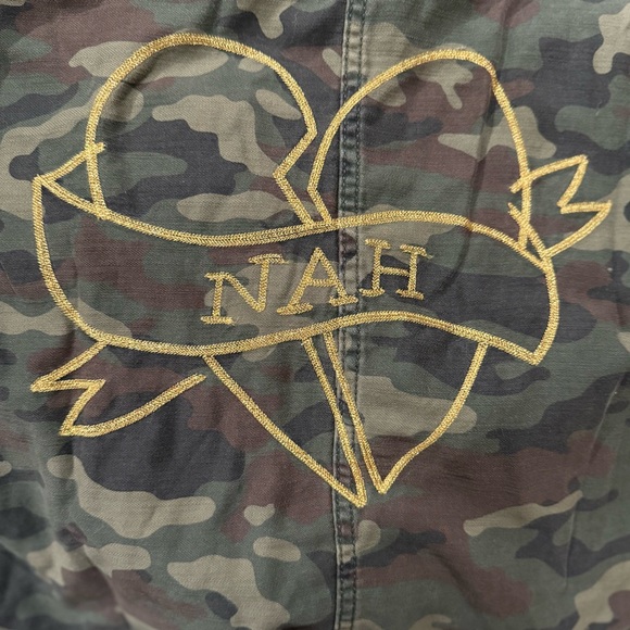 American Eagle Outfitters Green Camo “NAH” Utility Shirt Jacket - Picture 7 of 12